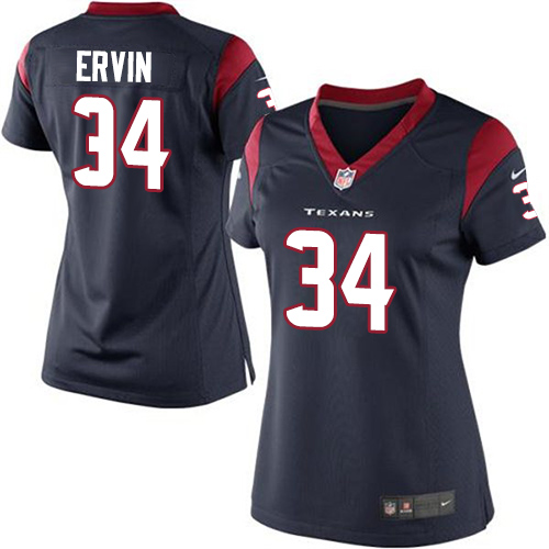Women's Limited Tyler Ervin Nike Jersey Navy Blue Home - #34 NFL Houston Texans